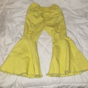 Yellow frayed 4t girl bell bottoms